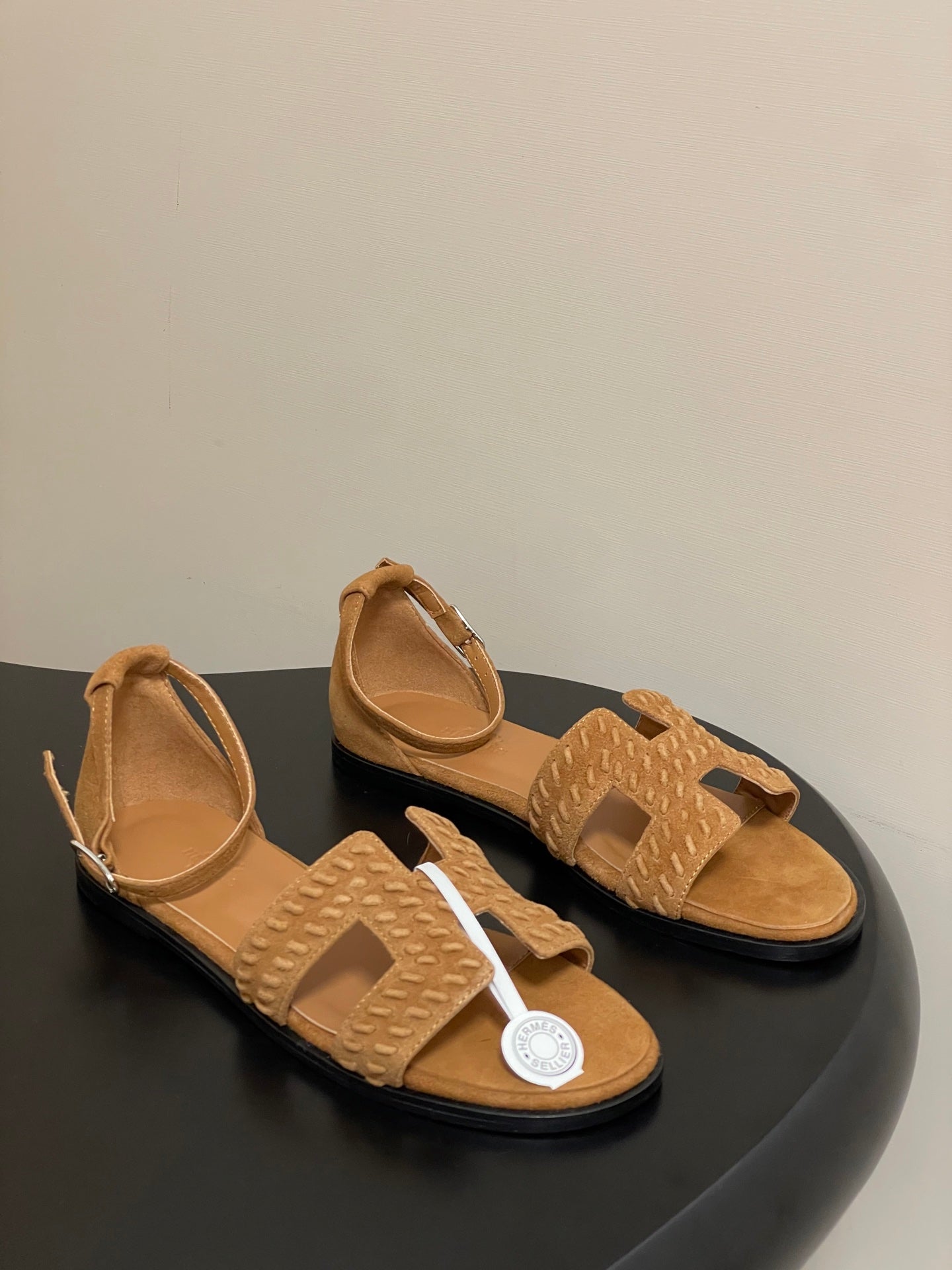 HM 25S SANTORINI SANDAL IN BROWN SUEDE AND LAMBSKIN、mysite、Cacoeks