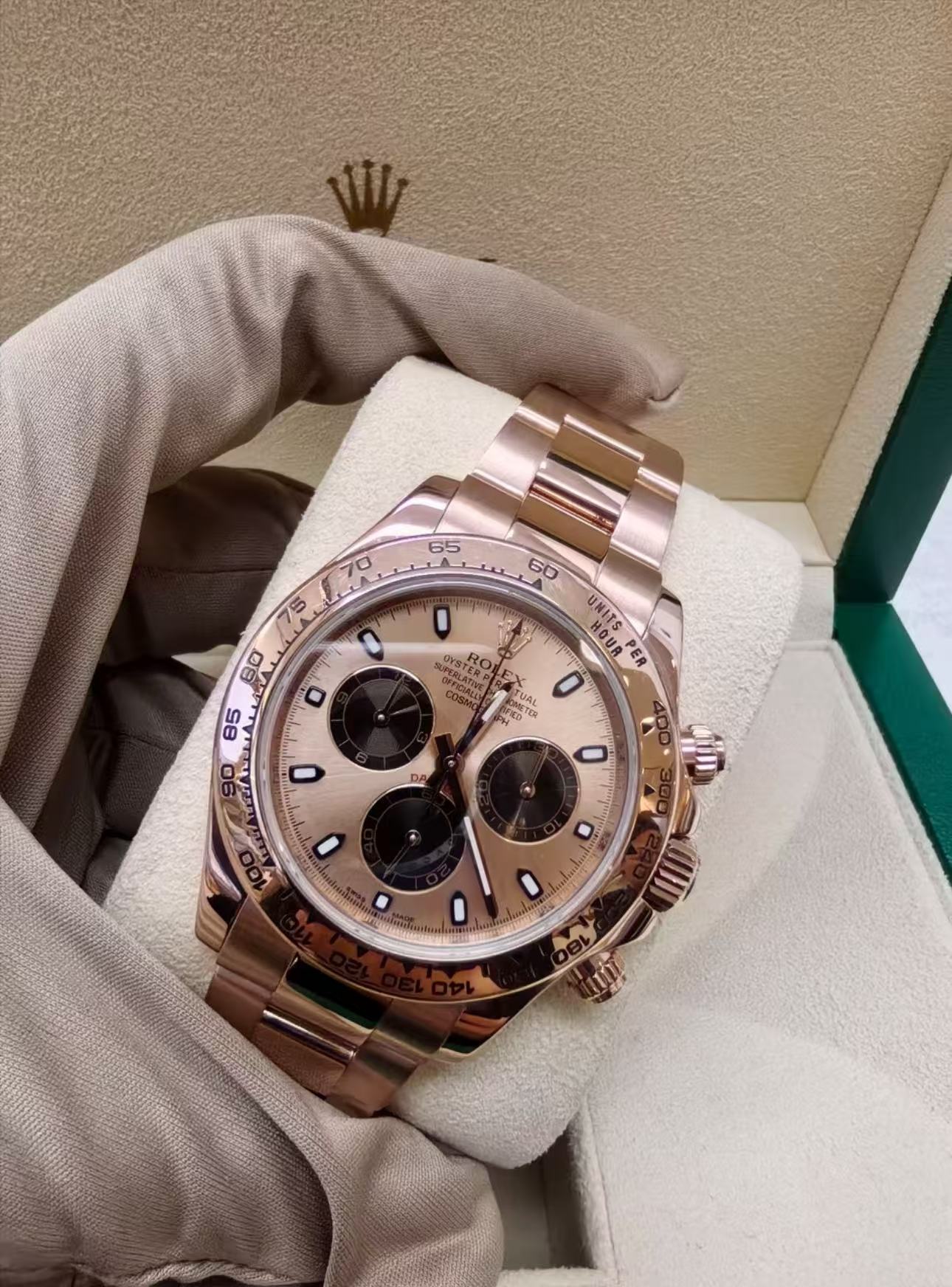 Rolex Daytona ChocolateDial Super Clone SwissReplica Watch 18k RoseGold Bracelet Ref 116505-4130 Swiss Movement