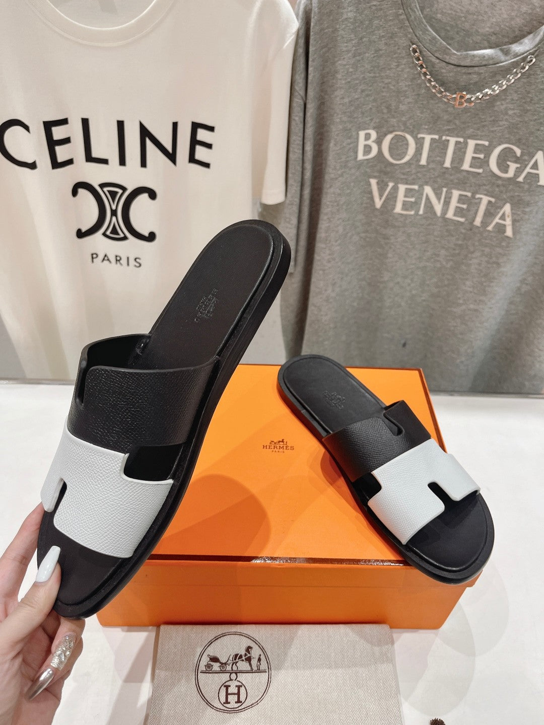 IZMIR SANDAL BLACK MIX WHITE LAMBSKIN、mysite、Cacoeks