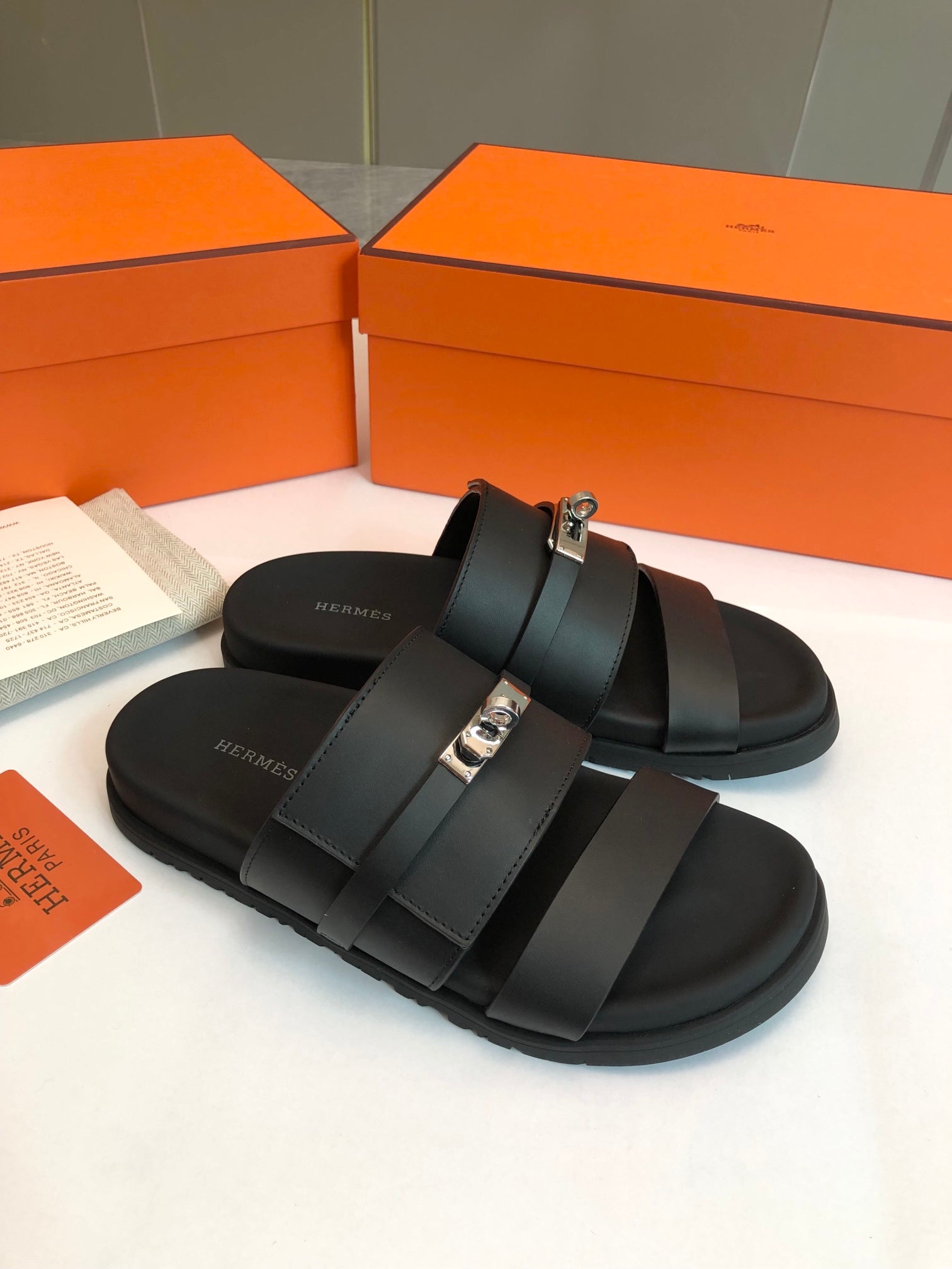 GABRIEL SANDAL MULE IN BLACK CALFSKIN、mysite、Cacoeks