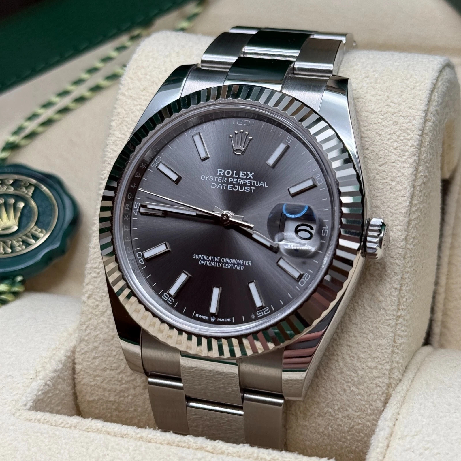 Rolex Datejust 41mm Super Clone Swiss Watch Stainless Steel Jubilee Bracelet Blue Dial Ref M126334-0013-3235 Swiss Movement