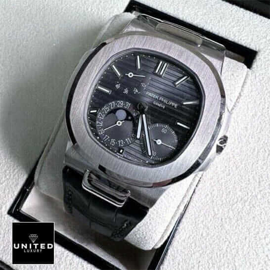 Patek Philippe Nautilus Moon Phase Replica 2 Patek Philippe Nautius Moon Phase Grey Dial Replica in the box
