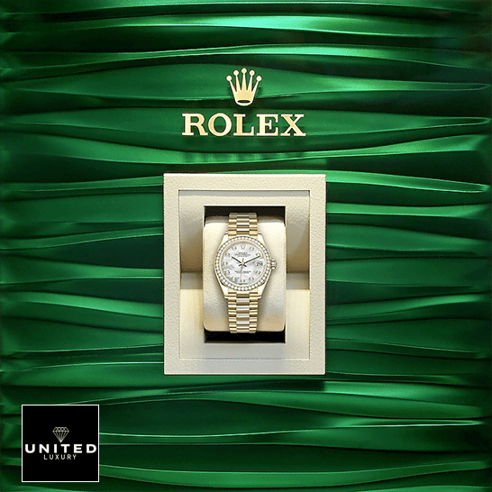 Rolex datejust diamond on green backround
