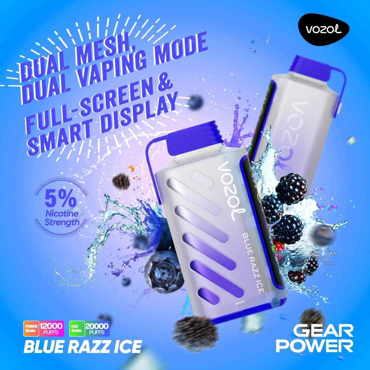  VOZOL Gear Power 20000 Puffs 50mg Dual Mode Disposable Vapevpae005 vapeing vape