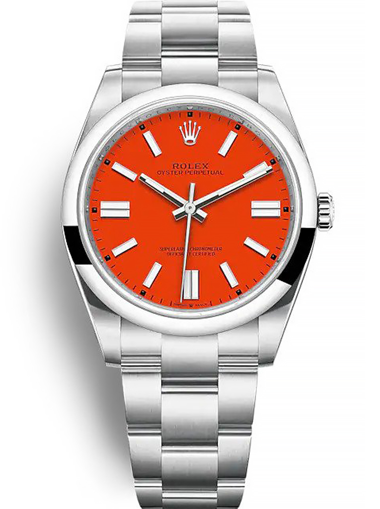 Replica Rolex Oyster Perpetual Lady 41mm Coral Red Dial 124300-fasswatch