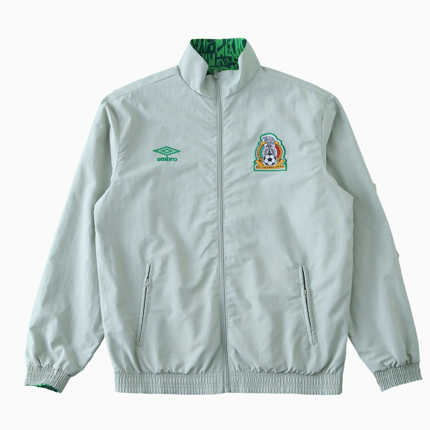 Funinjersey-Retro Mexico 1994 Retro Style Double Sided Reversible Windbreaker - Green & Grey