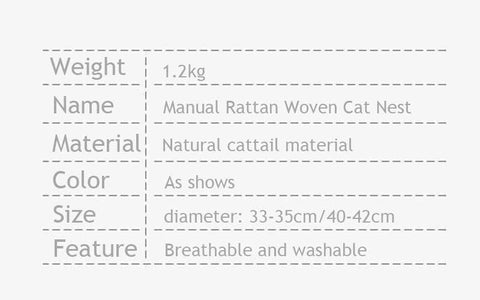 Pure Manual Woven Cat Nest Scratch Board Four Seasons General Pet Bed