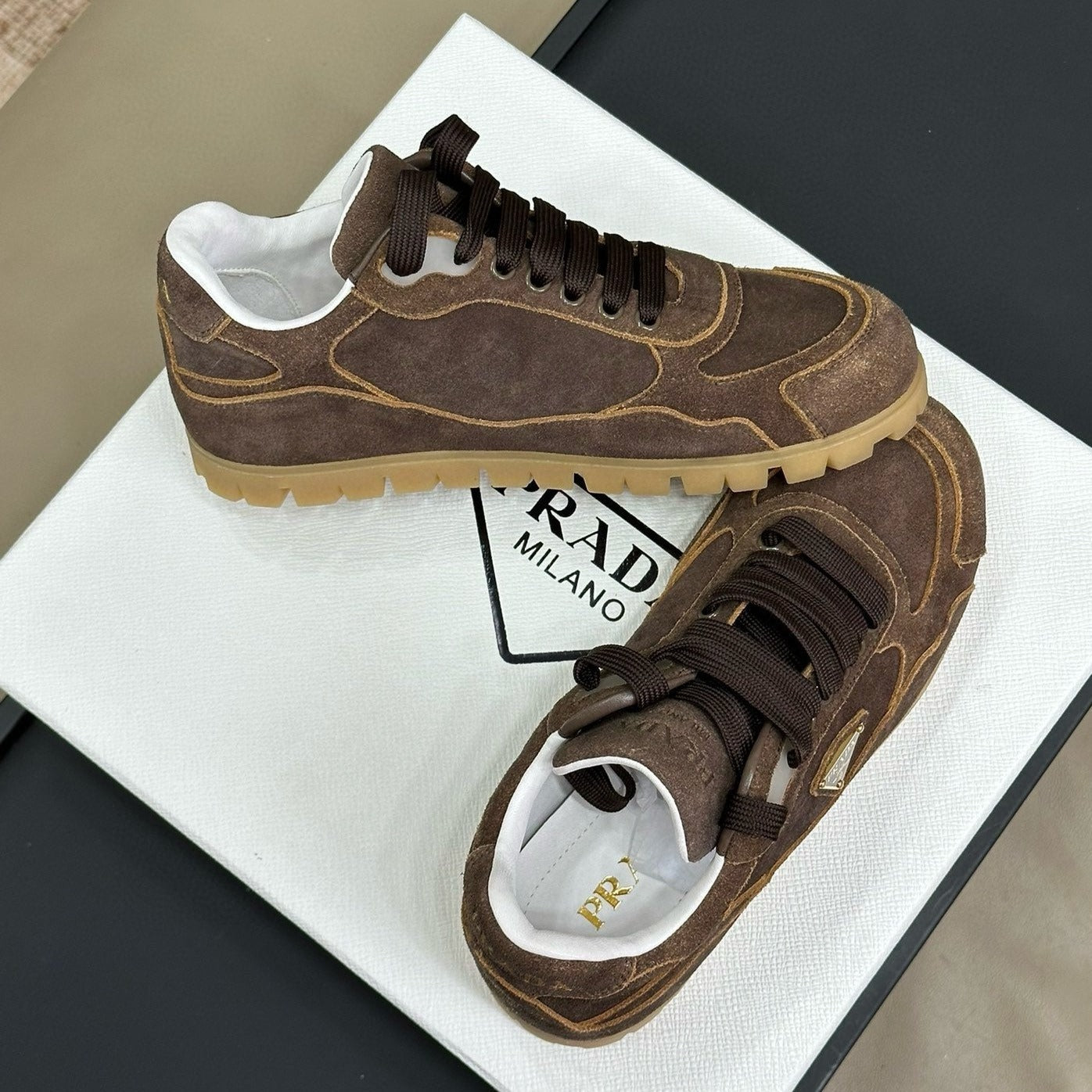 PRA TRAIL FADED SUEDE SNEAKERS BROWN、mysite、Cacoeks