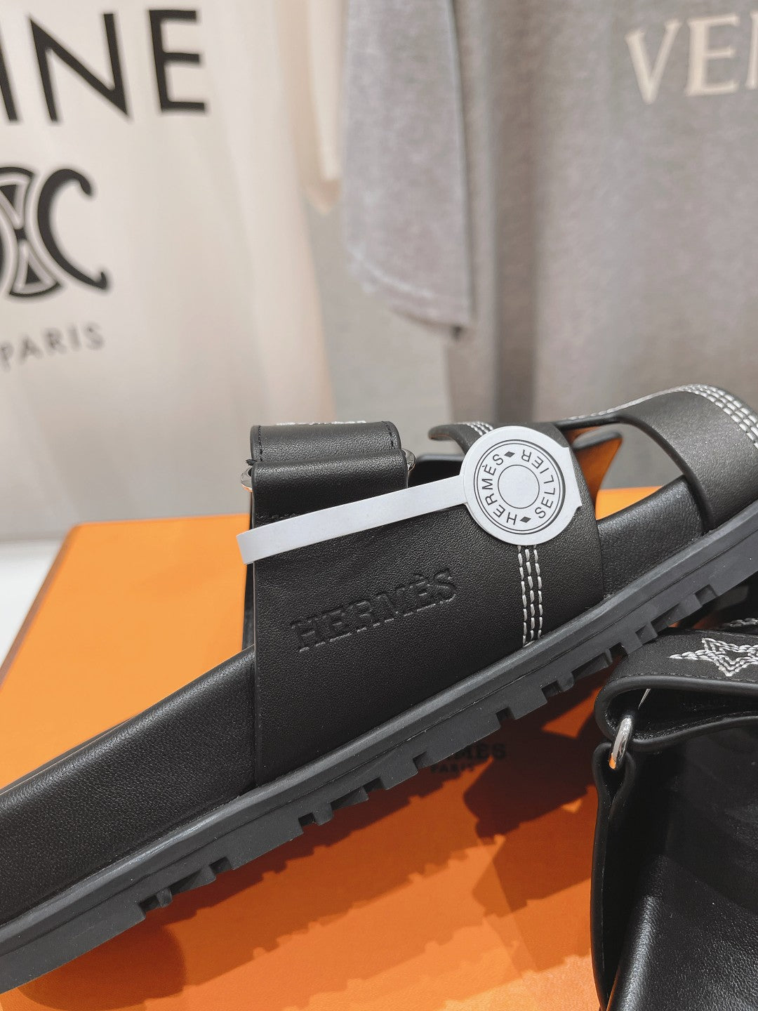 STAR-PATTERNED SANDAL BLACK CALFSKIN、mysite、Cacoeks