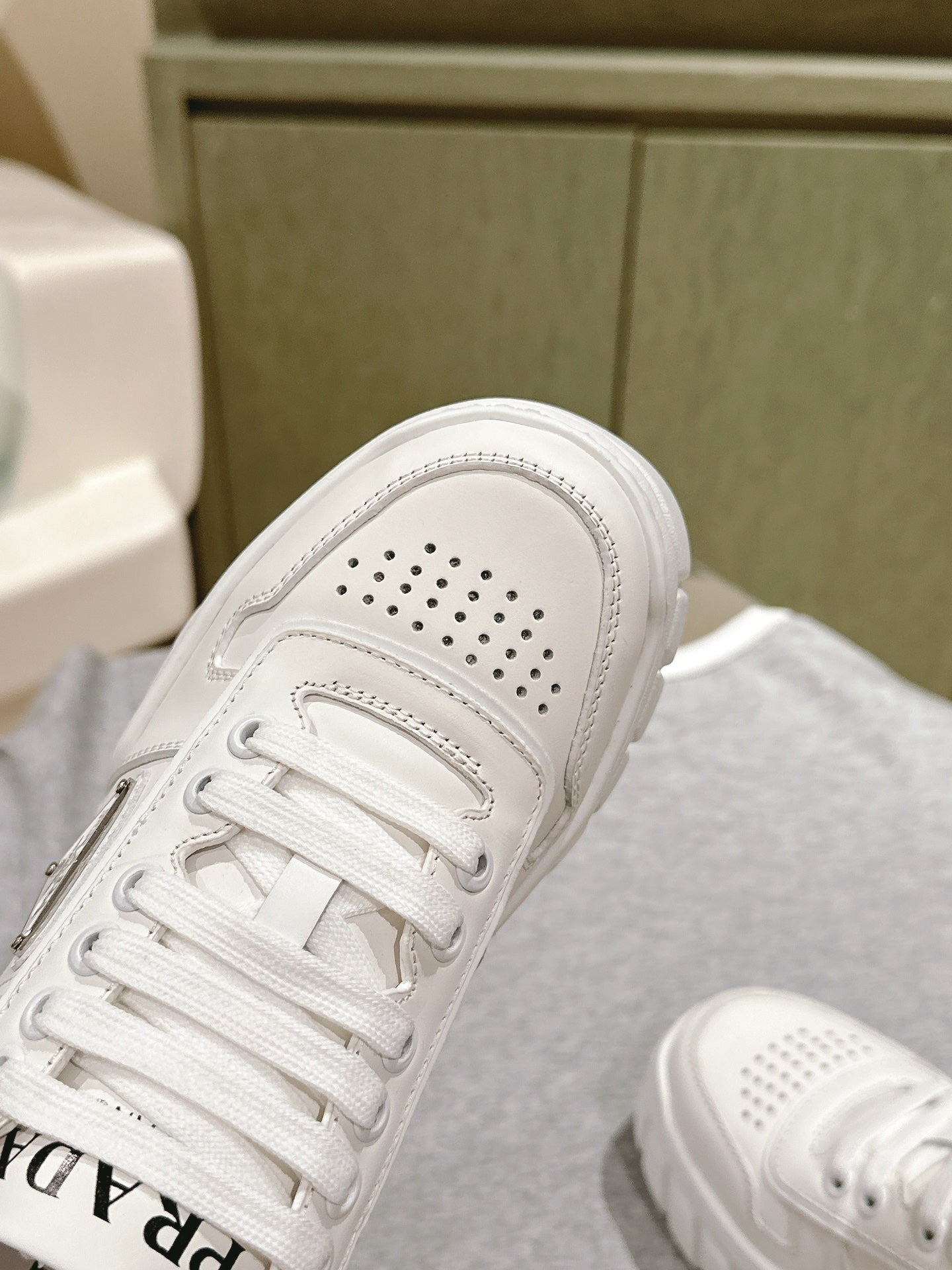 PRA FLATFORM SNEAKERS WHITE CALFSKIN、mysite、Cacoeks