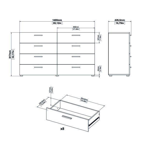 Farnhill 8 Drawer 55.12" W Double Dresser