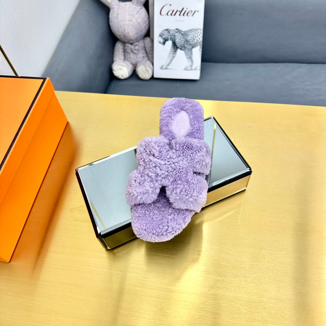 0RAN SHEARLING SANDALS PERIWINKLE PURPLE、mysite、Cacoeks