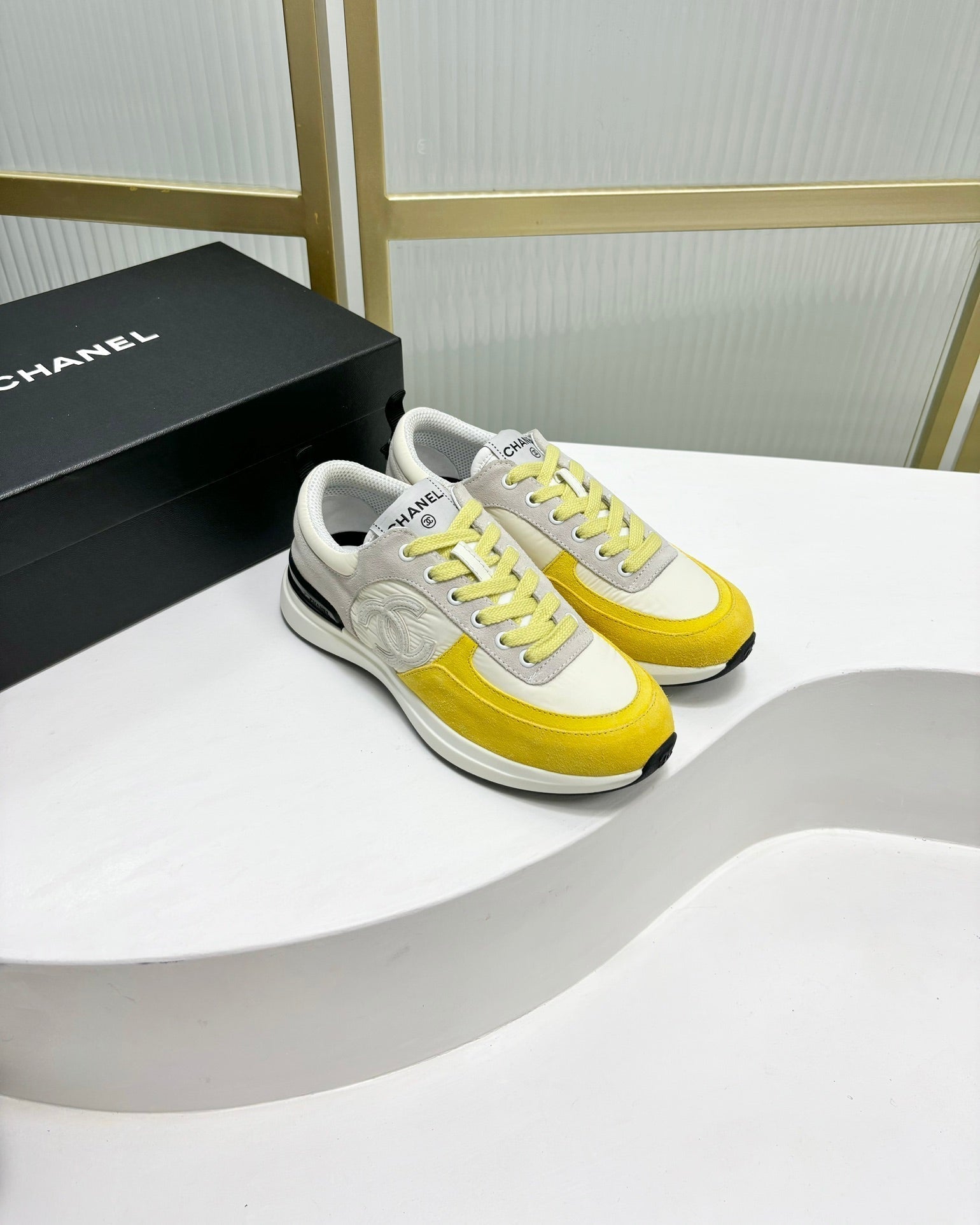 SNEAKER IN LIGHT YELLOW MIX GREY SUEDE、mysite、Cacoeks