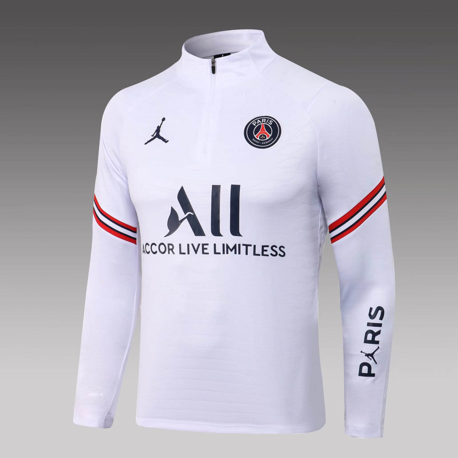 2021/2022 Psg Paris Saint-Germain Half-Pull Training Suit White Set:football jersey mysite: unitedjerseyfootball 邓江浪:football