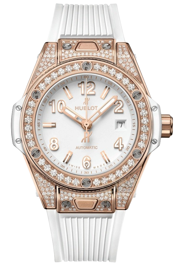 Hublot Big Bang Ref. 485.OE.2080.RW.1604 Super Clone Watch – King Gold Diamond Bezel White Dial Fake Replica