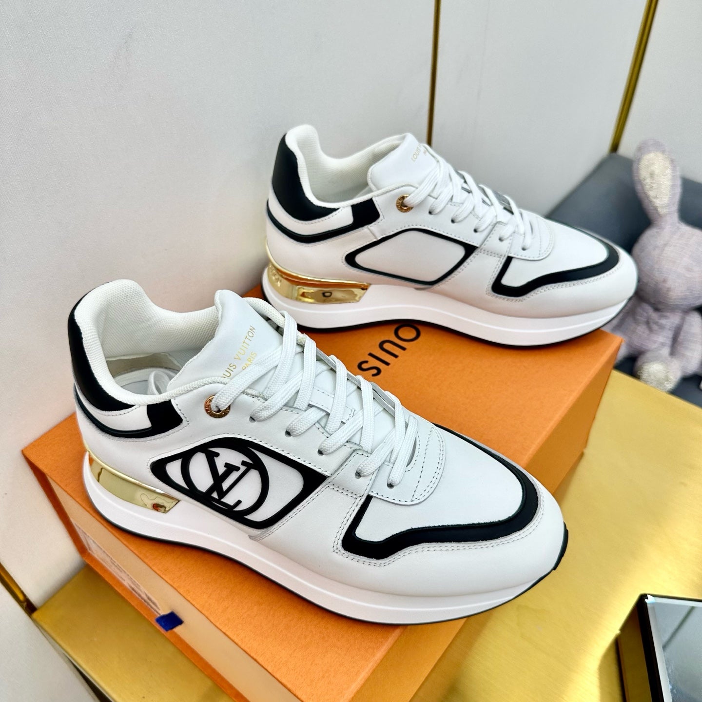 NEO RUN AWAY SNEAKER IN WHITE MIX BLACK CALFSKIN、mysite、Cacoeks