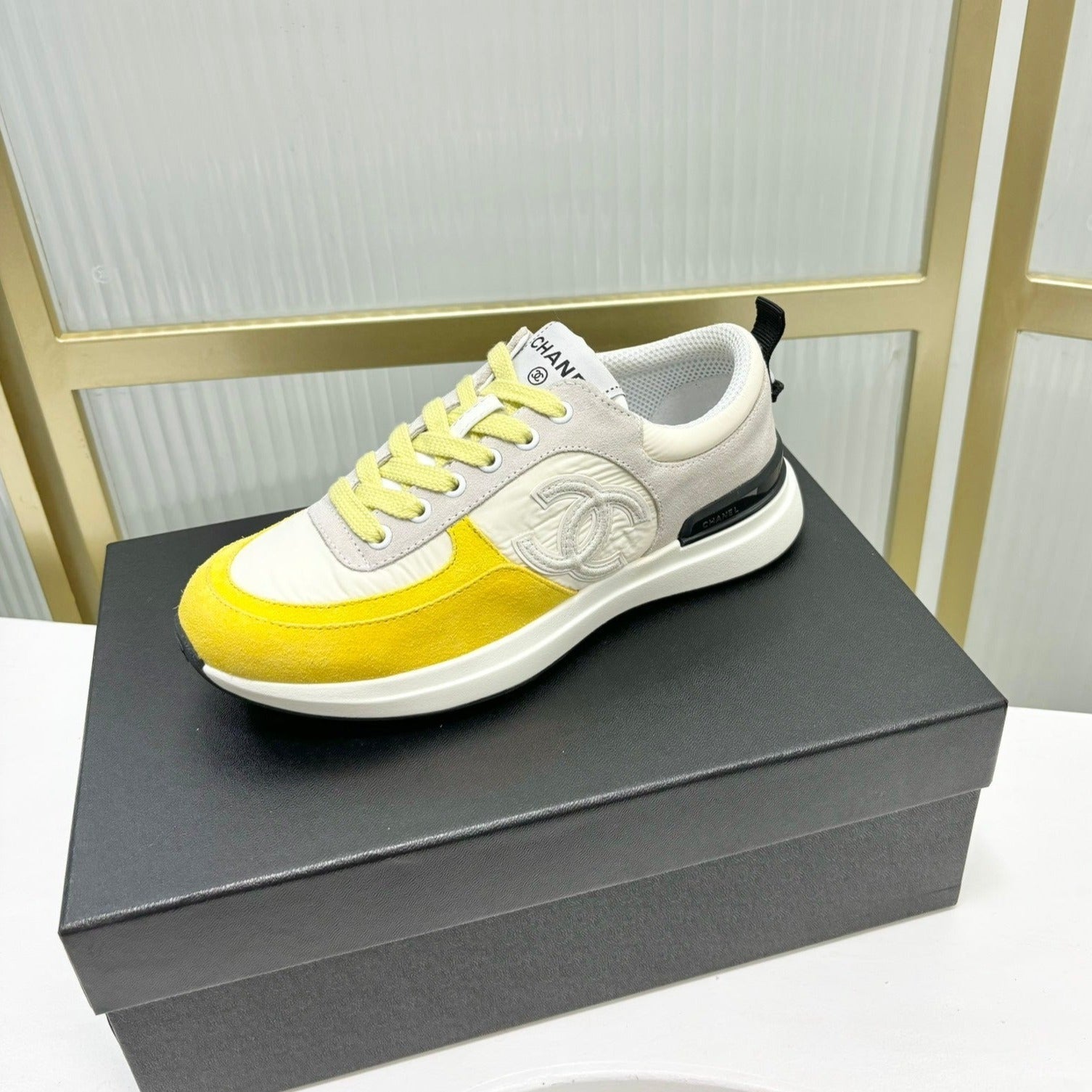SNEAKER IN LIGHT YELLOW MIX GREY SUEDE、mysite、Cacoeks
