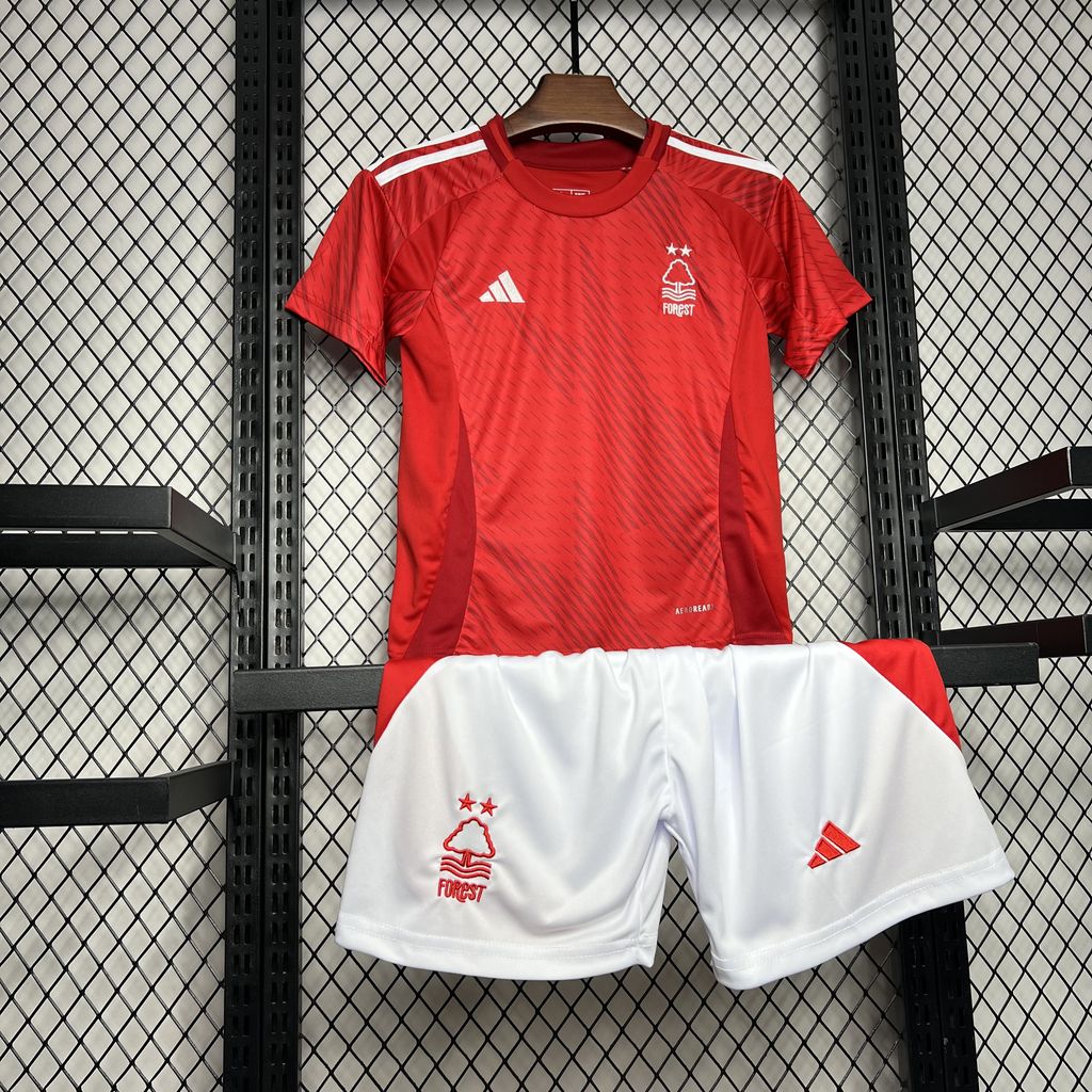 JerseysGala.com | Nottingham Forest 24-25 Home Stadium Kids Kit -Customize Name, Number and Patch | Worldwide Shipping
