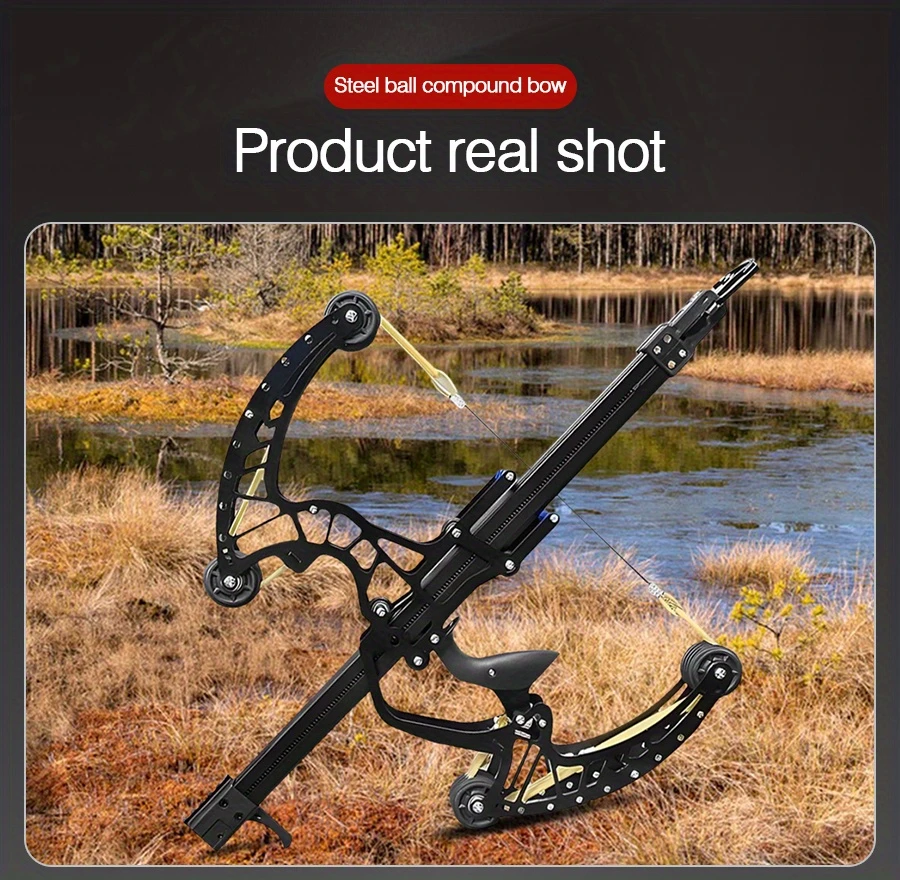 new   50 shots steel ball compound bow recurve bow full metal   shooting slingshot archery and ball dual use bow outdoor competitive sports high power long range adult bow details 14