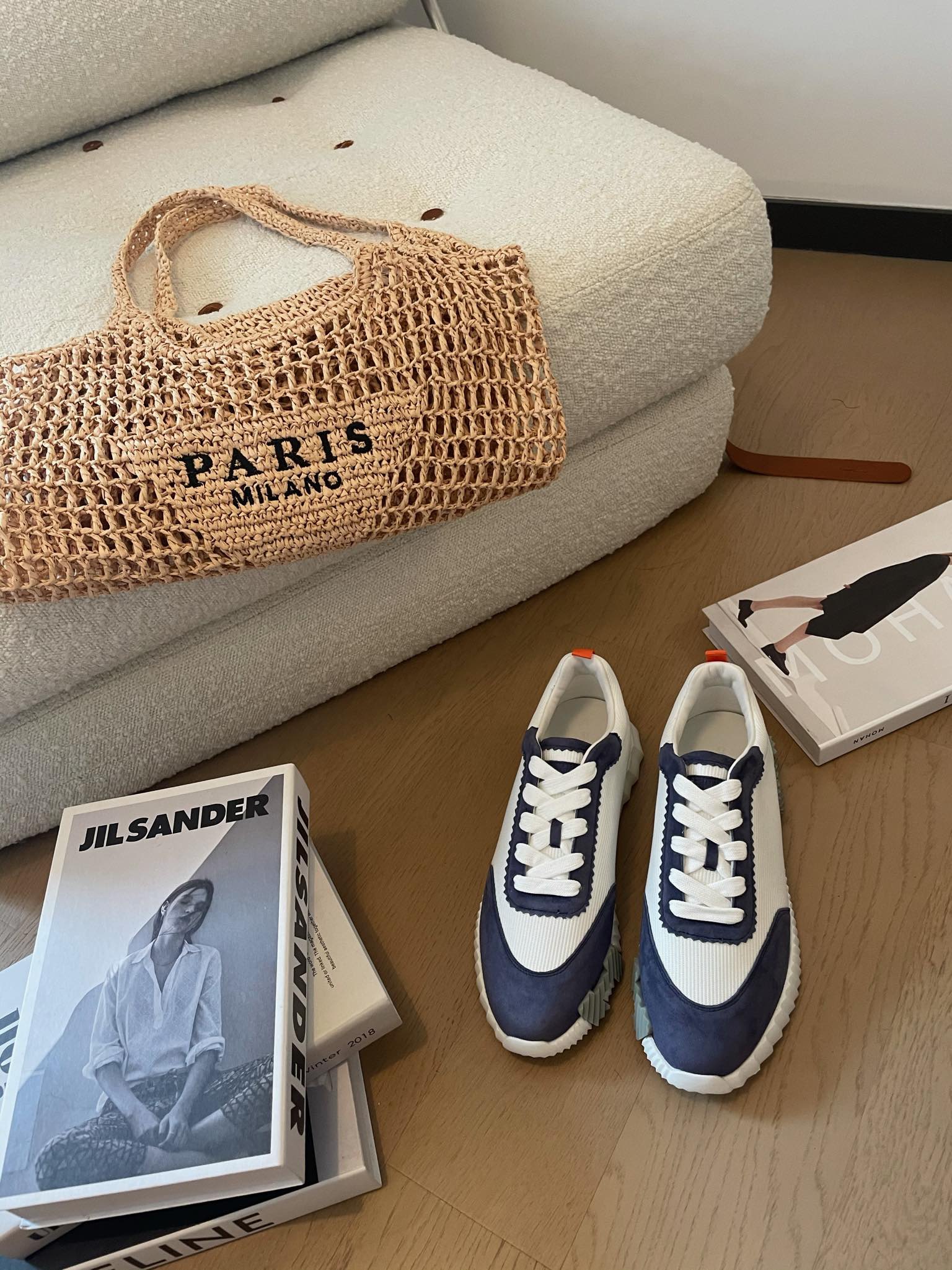 BOUNCING SNEAKERS LIGHT GRAY MIX NAVY CALFSKIN、mysite、Cacoeks