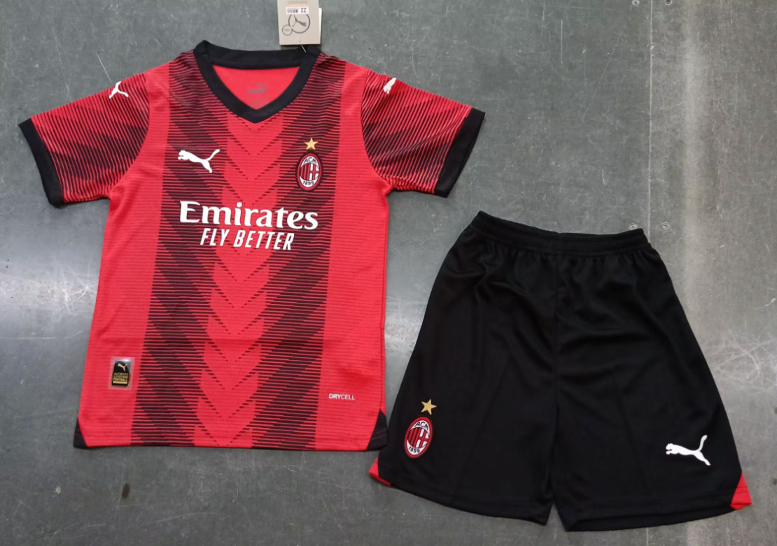 23/24 AC Milan Home Football Shirt Kids Size Suit-mysite Custom Football Kit- Nextkits