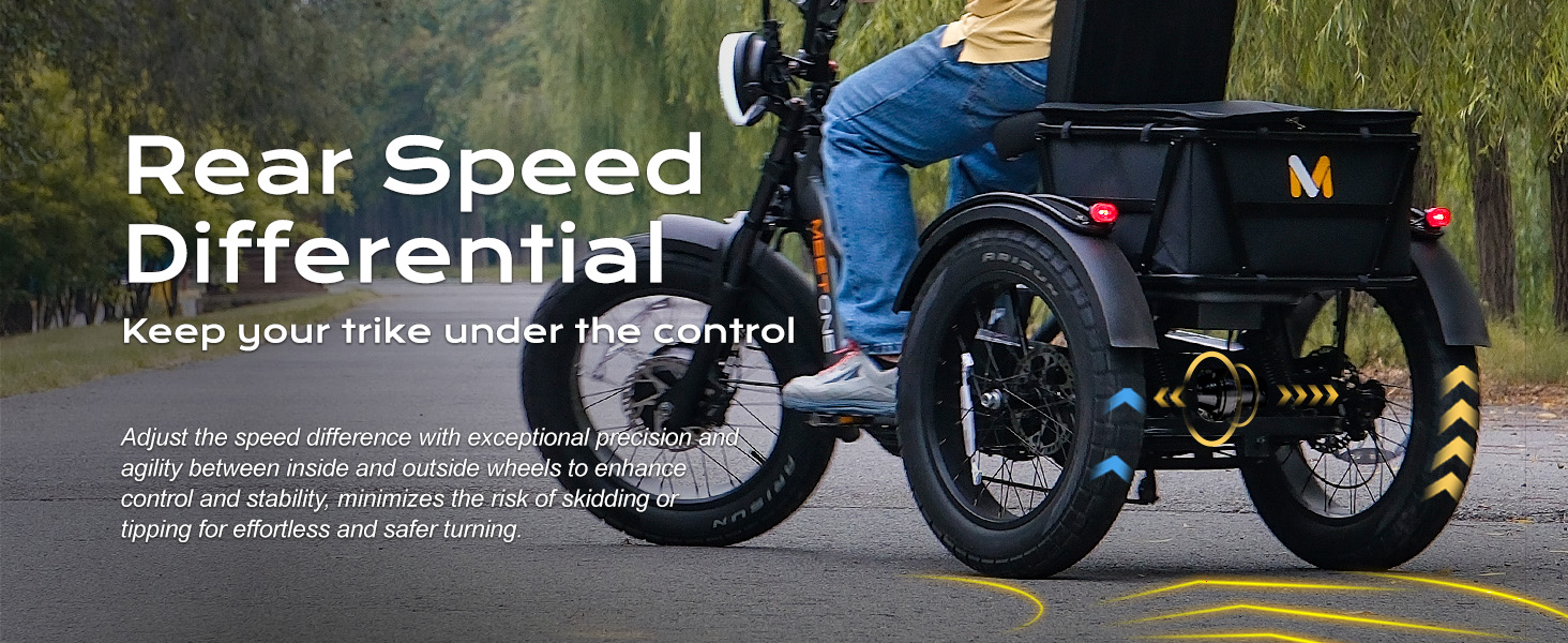 Meetone Tour electric tricycle rear speed differential