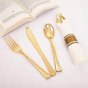 60 Pack gold Plastic Pre Rolled Silverware