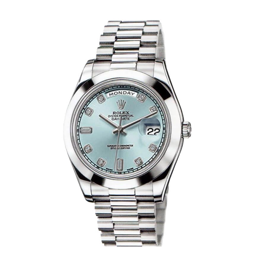 rolex day date ii 218206 41mm v6 stainless steel blue dial replica 1