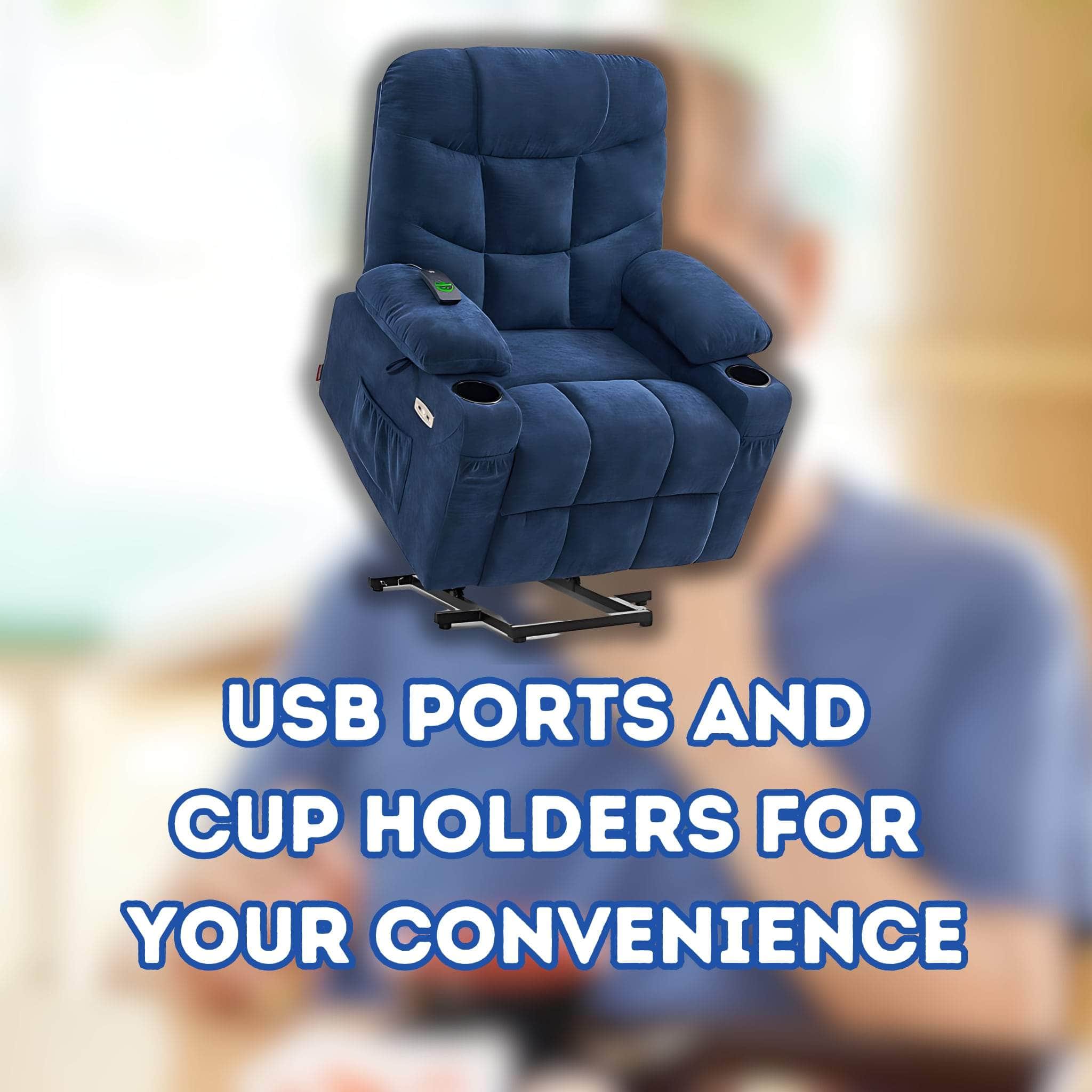 MCombo Power Lift Recliner Chair – USB Ports and Cup Holders for Your Convenience