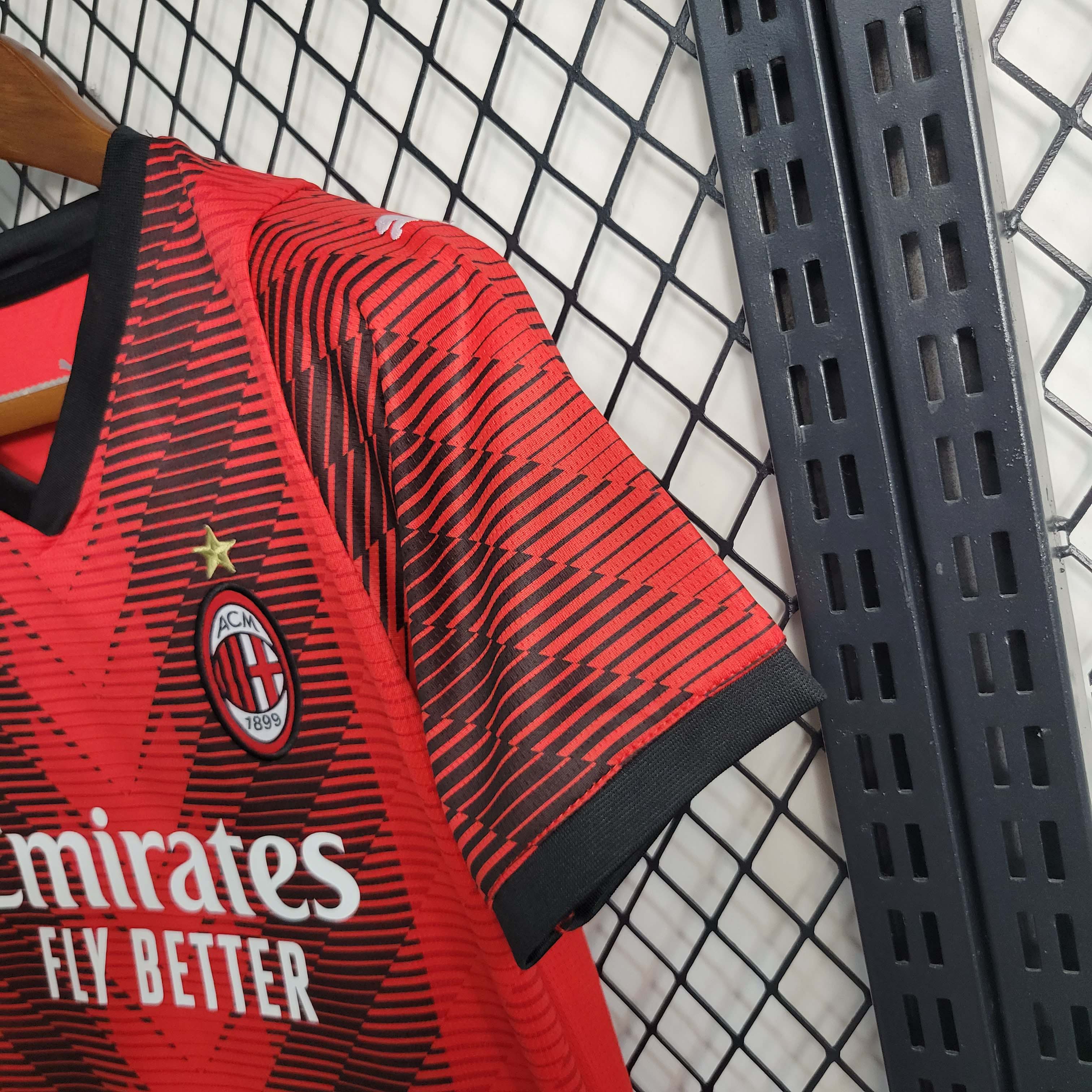 Kids Size 2023/2024 AC Milan Soccer Jersey Home 1:1 Thai Quality:football jersey mysite: unitedjerseyfootball 邓江浪:football