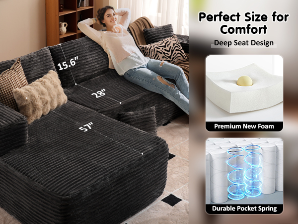 Cloud Sectional Couch with L-Shape Chaise