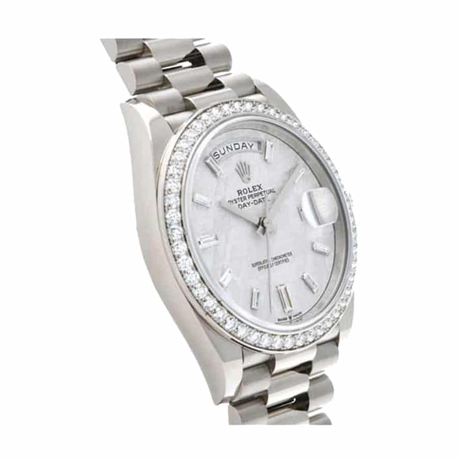 rolex day date 228349rbr kw stainless steel diamonds sundust dial oyster