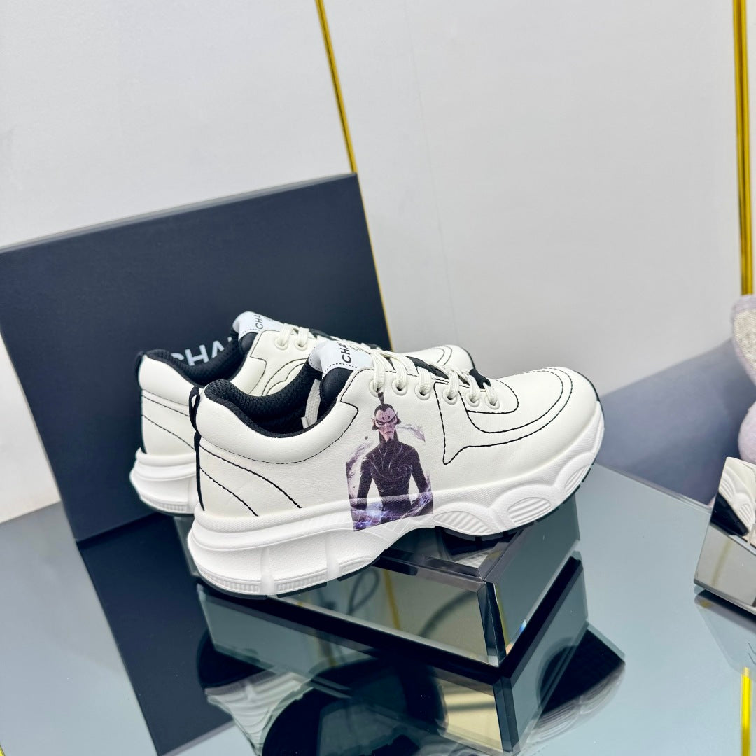 TRAINERS SNEAKER IN WHITE CALFSKIN WITH STICKER 238625、mysite、Cacoeks