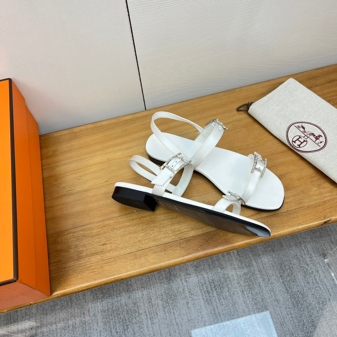 BUCKLE SANDAL WHITE CALFSKIN、mysite、Cacoeks