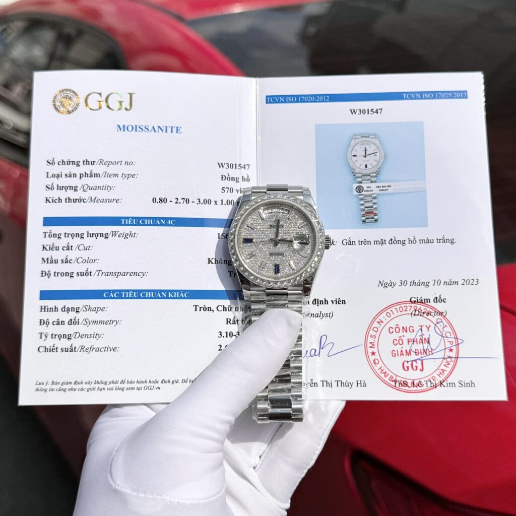 Đồng Hồ Kim Cương Rolex Day-Date Độ Moissanite Replica 11 GM V2 40mm (1)
