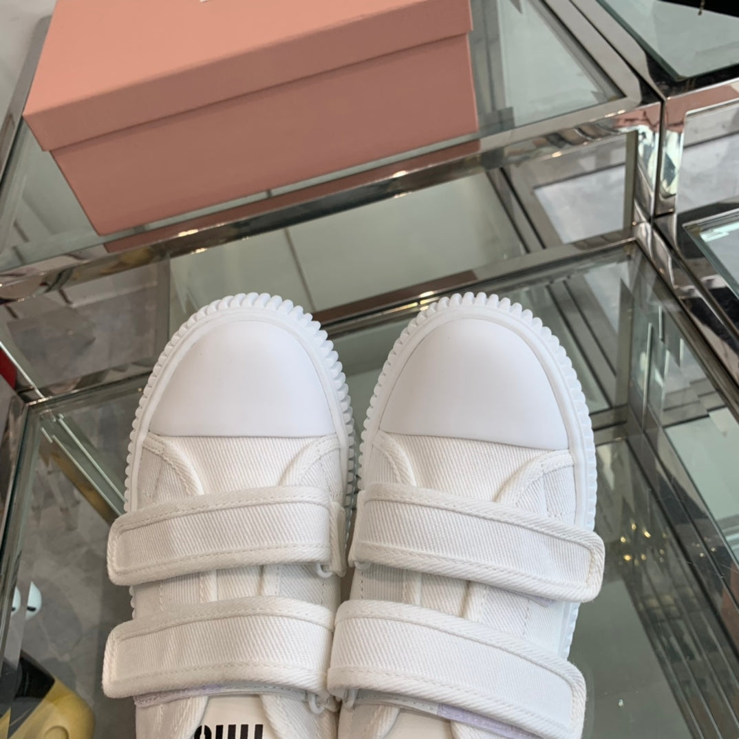 Thick-Soled Denim Sneakers White、mysite、Cacoeks