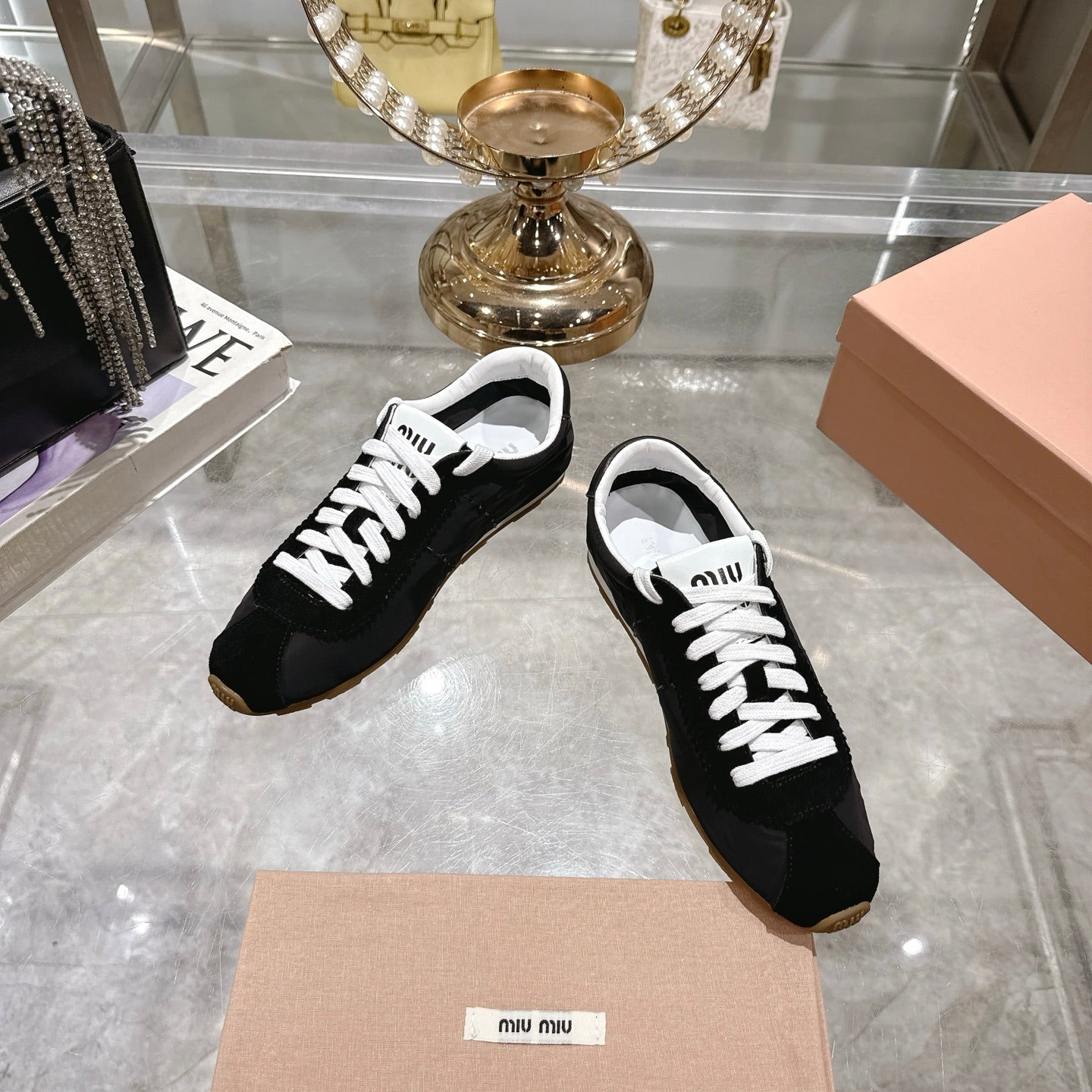 PLUME NAPPA SNEAKERS IN BLACK SUEDE AND CANVAS、mysite、Cacoeks