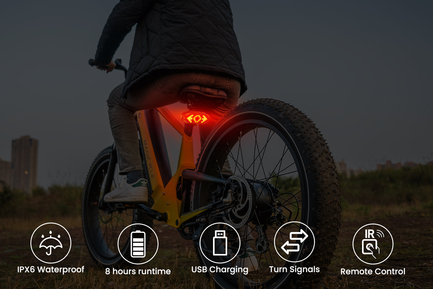 Ebike Tail Light with Turn Signals Wireless Remote Control Waterproof、mySite、bearsvspackers