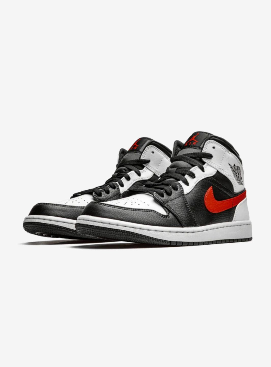Air Jordan 1 Mid Black Chile Red White、JORDAN、Cacoeks