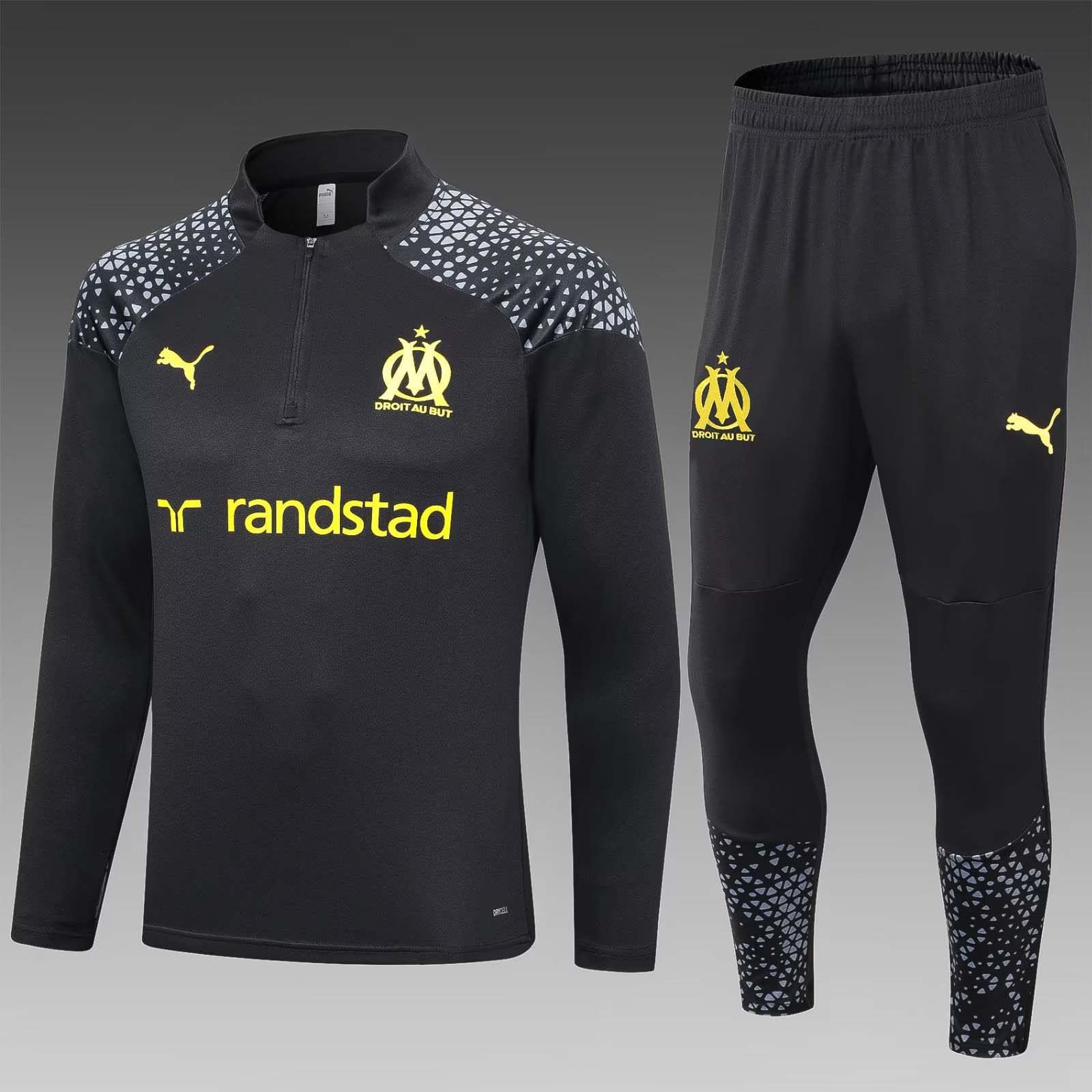 2023/2024 Olympique de Marseille Half-Pull Training Suit Black Football Jersey Set:football jersey mysite: unitedjerseyfootball 邓江浪:football