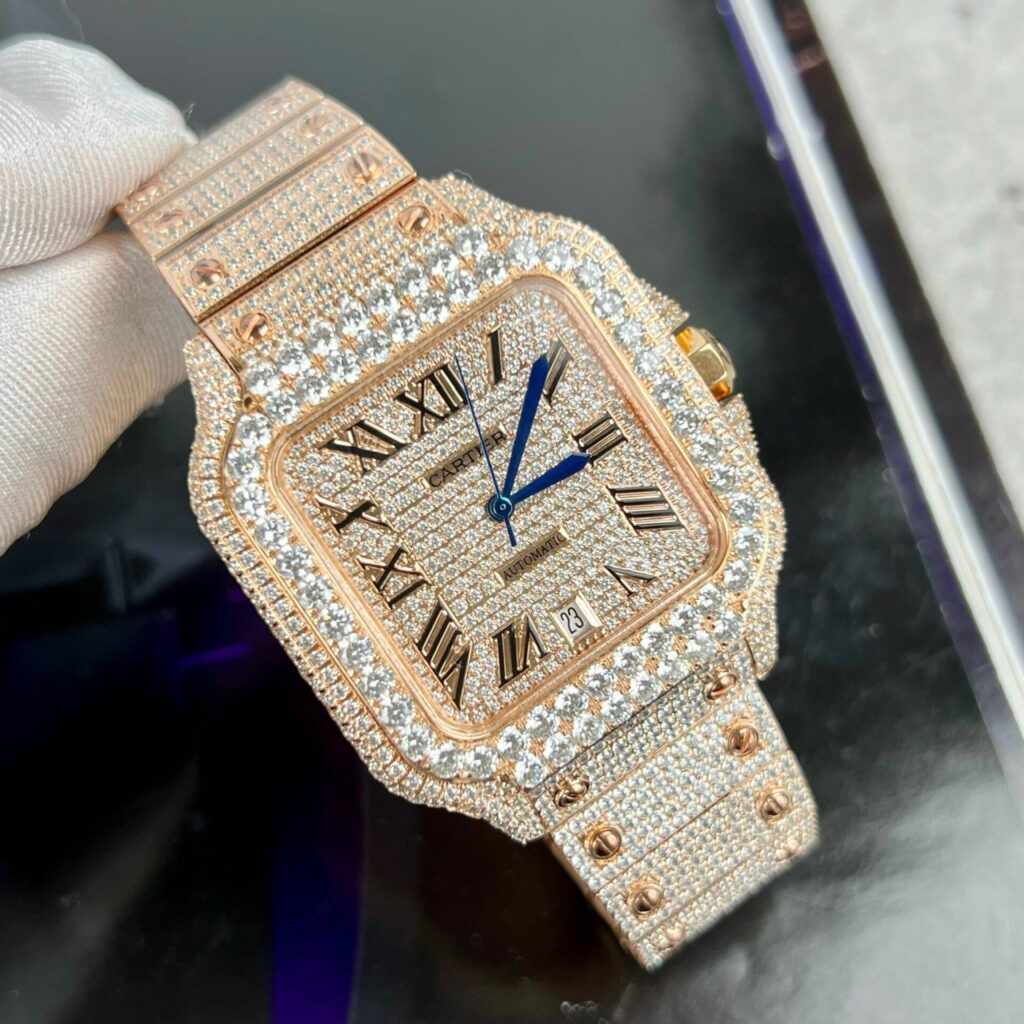 Đồng Hồ Cartier Santos Nam Đính Full Đá Replica 1 1 (9)