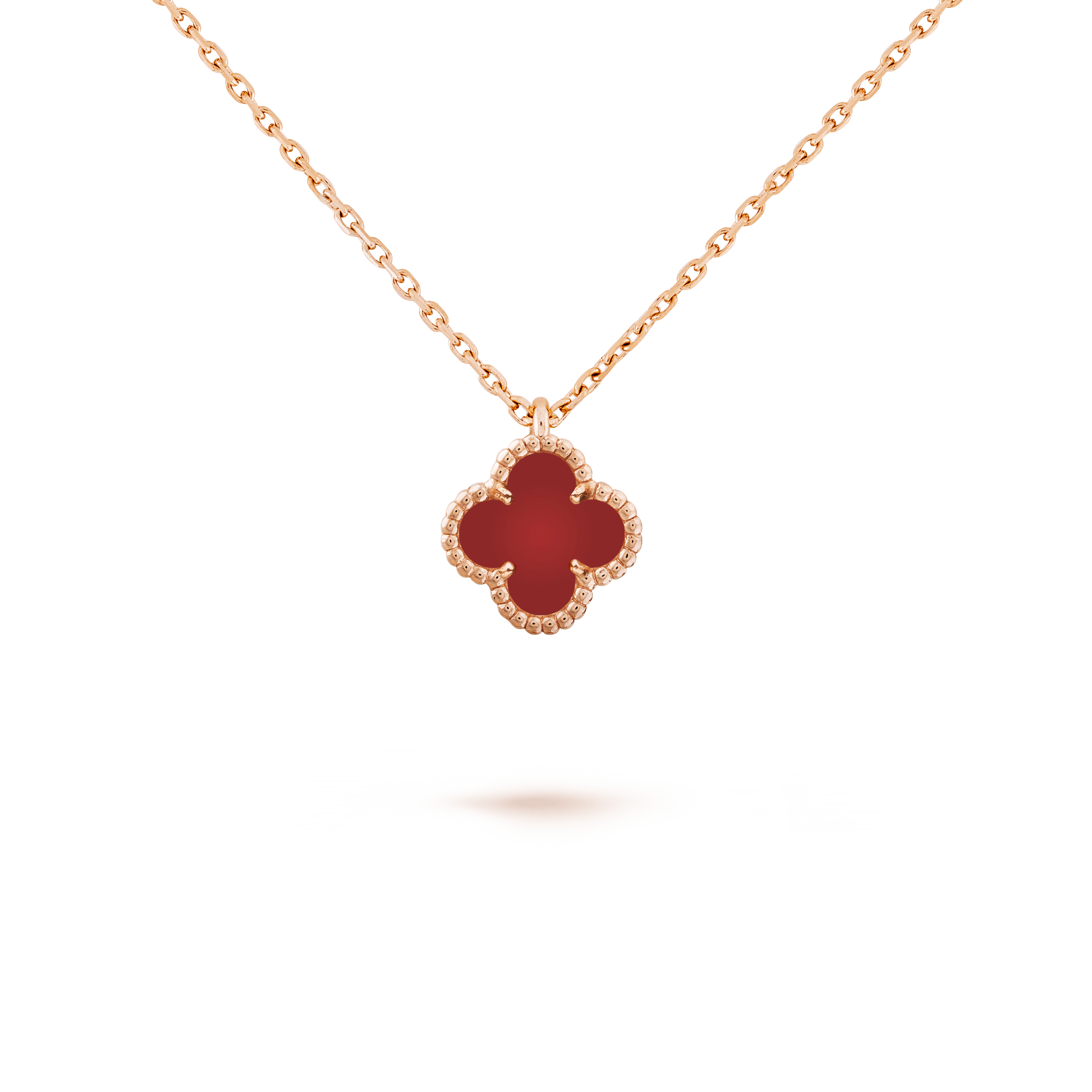 スウィート アルハンブラ ペンダント, ローズ ゴールド, カーネリアン:1 石, Detail, Jewelry Pendent