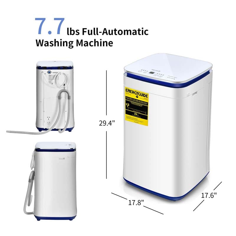 Eletriclife 7.7 lbs Full Automatic Washing Machine with Heating Function Pump