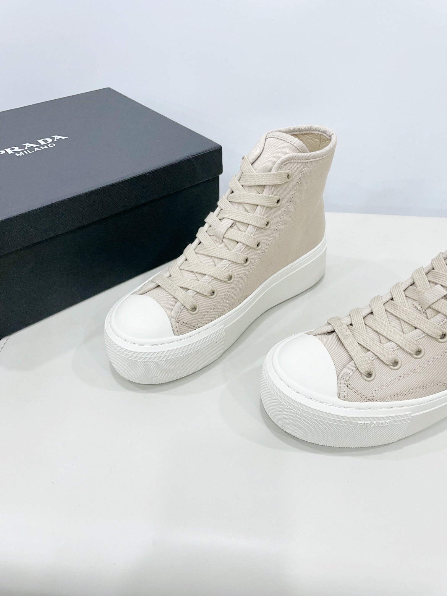 HIGH-TOP SEANKERS IN BEIGE CANVAS、mysite、Cacoeks