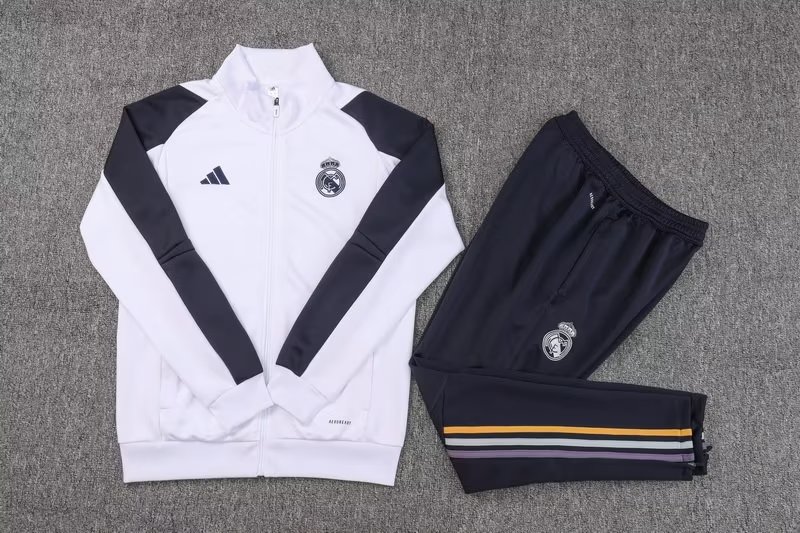 2023/2024 Real Madrid Long Zipped Jacket white Football Shirt Set:football jersey mysite: unitedjerseyfootball 邓江浪:football