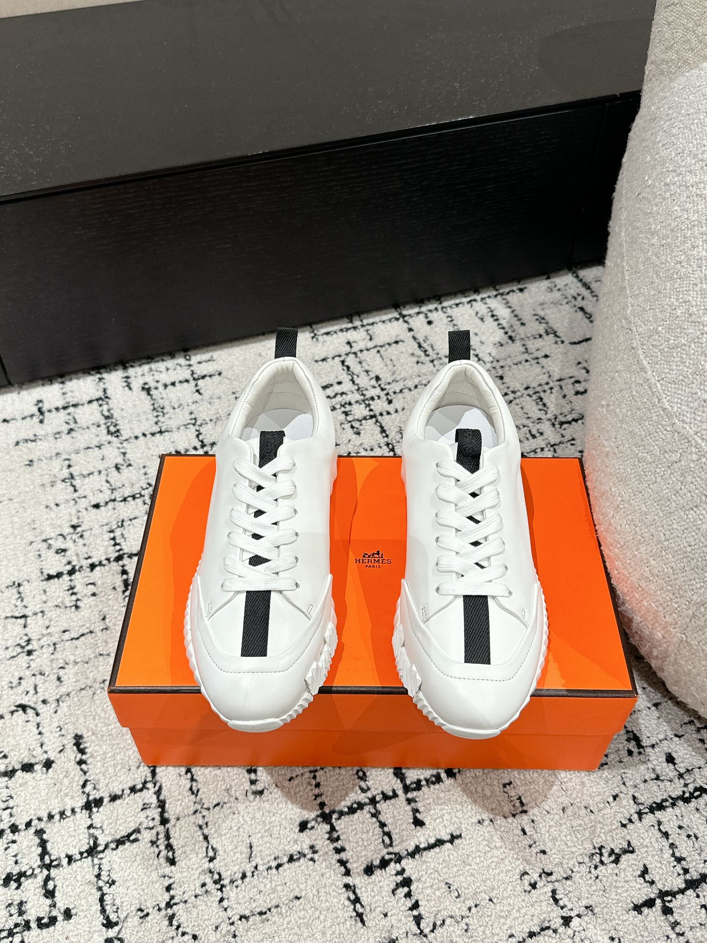 BOUNCING SNEAKER IN WHITE MIX BLACK CALFSKIN、mysite、Cacoeks