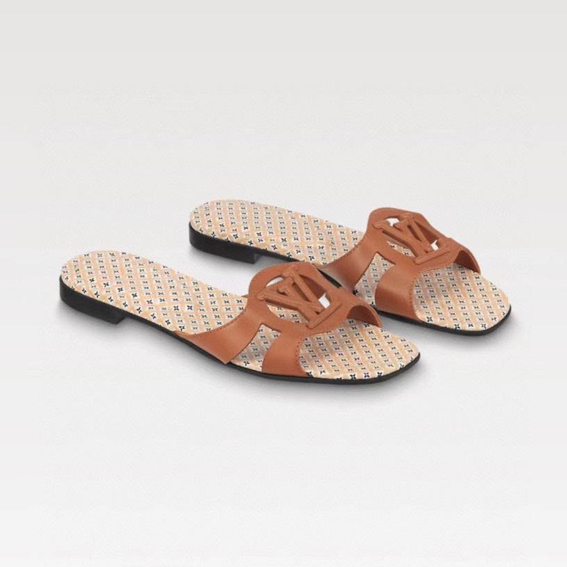 LV WOMEN ISOLA FLAT MULE IN CINNAMON BROWN SHEEPSKIN、mysite、Cacoeks