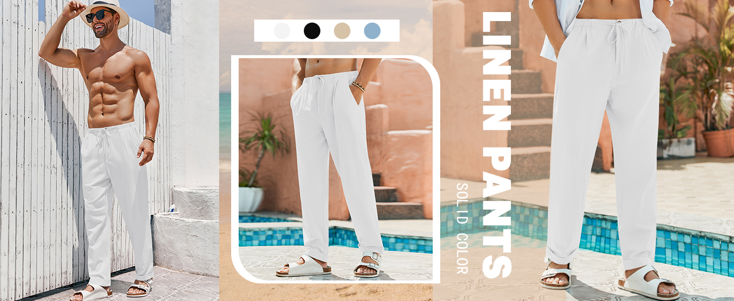 Mens Summer Linen Yoga Trousers