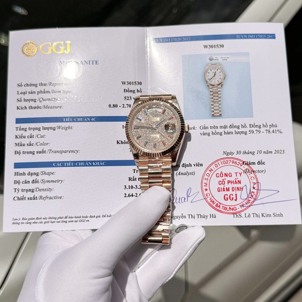 Đồng Hồ Rolex Day-Date Bọc Vàng Đính Moissanite Full Mặt GM V2 40mm (2)