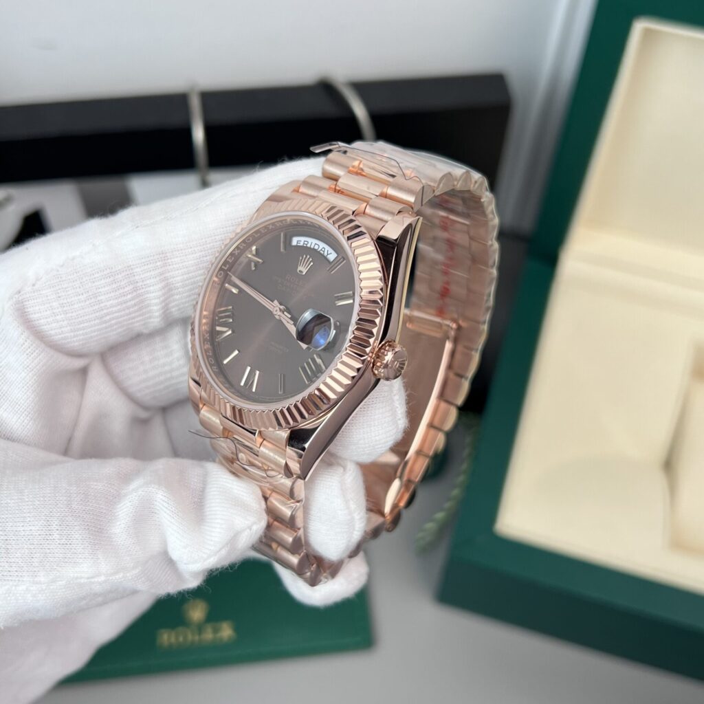 Đồng Hồ Rolex Day-Date Bọc Vàng 18K Mặt Số Chocolate GM V2 (7)